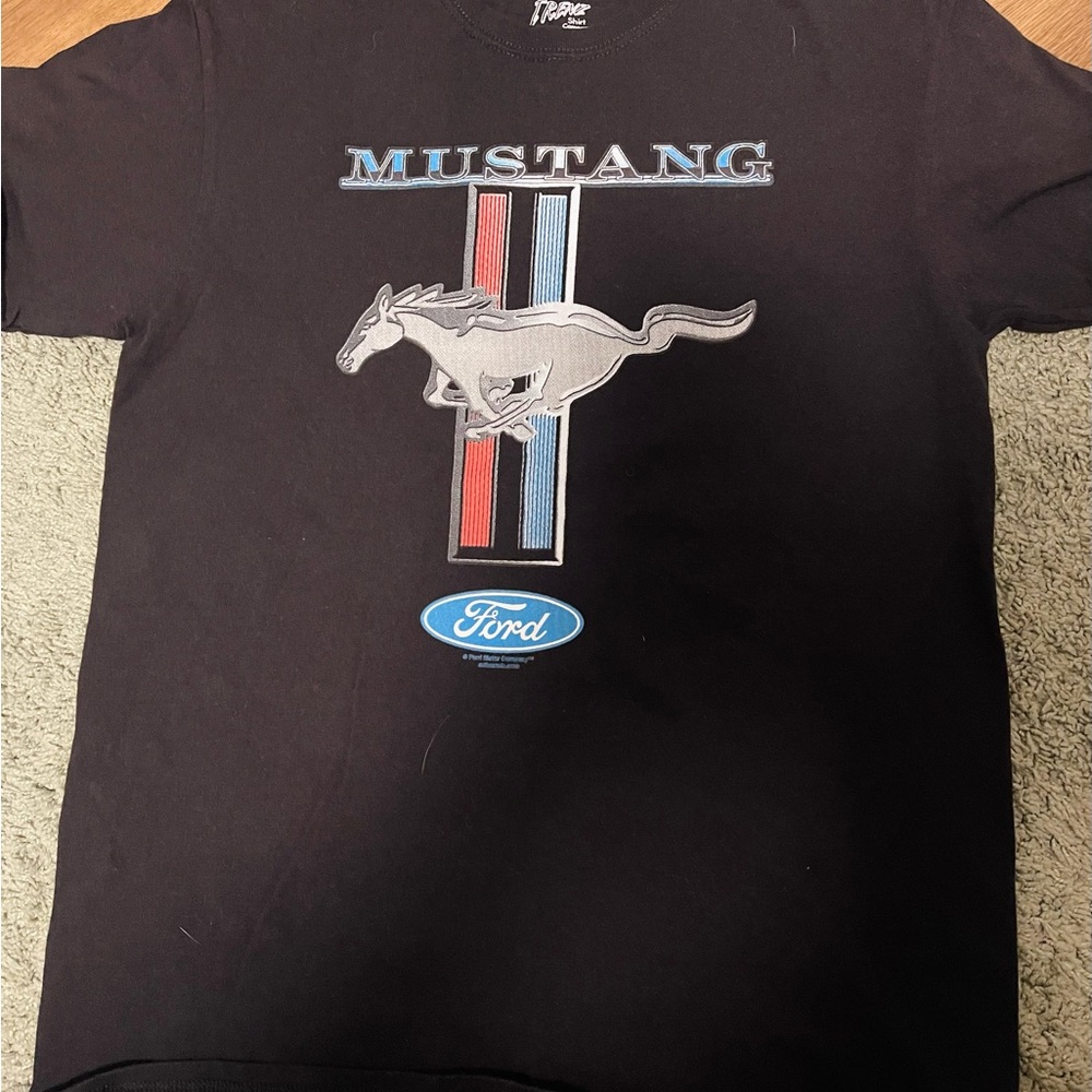 Ford Mustang Black Tee with Red and Blue Accents
